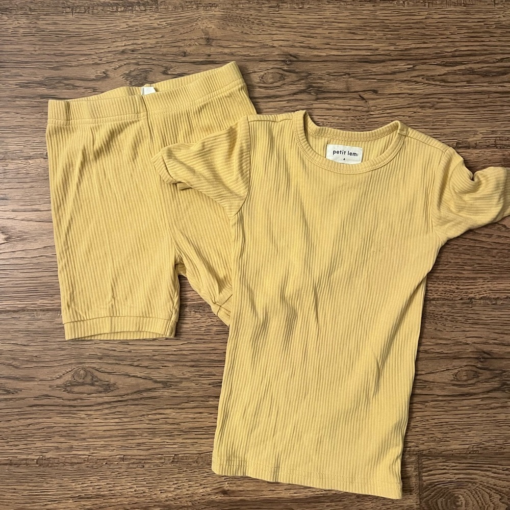 Petit Lem Pajama Set Mustard Size 6